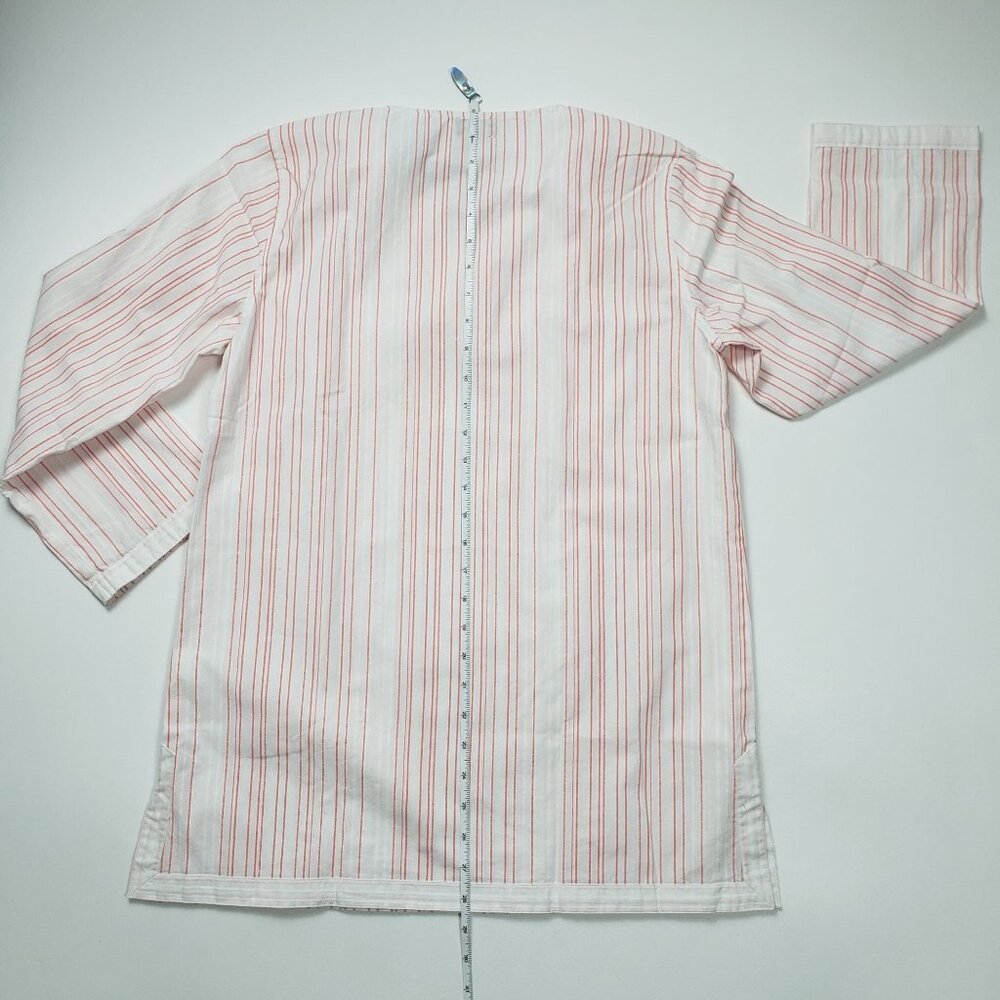 UNTUCKit Women Durfort Popover Tunic 100% Cotton White & Highlighter Pink Stripe - Picture 9 of 16